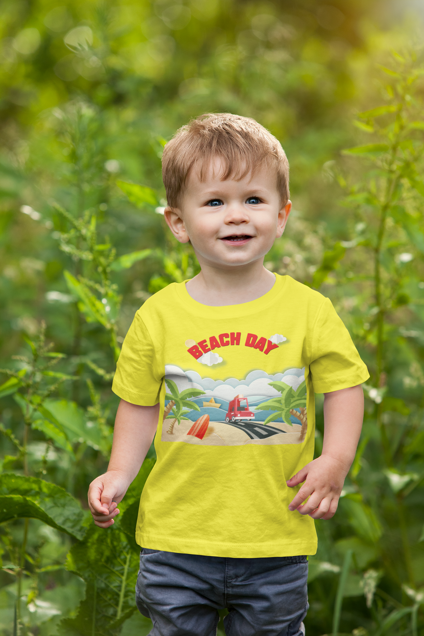 Beach Day Half Sleeves T-Shirt for Boy-FunkyTeesClub