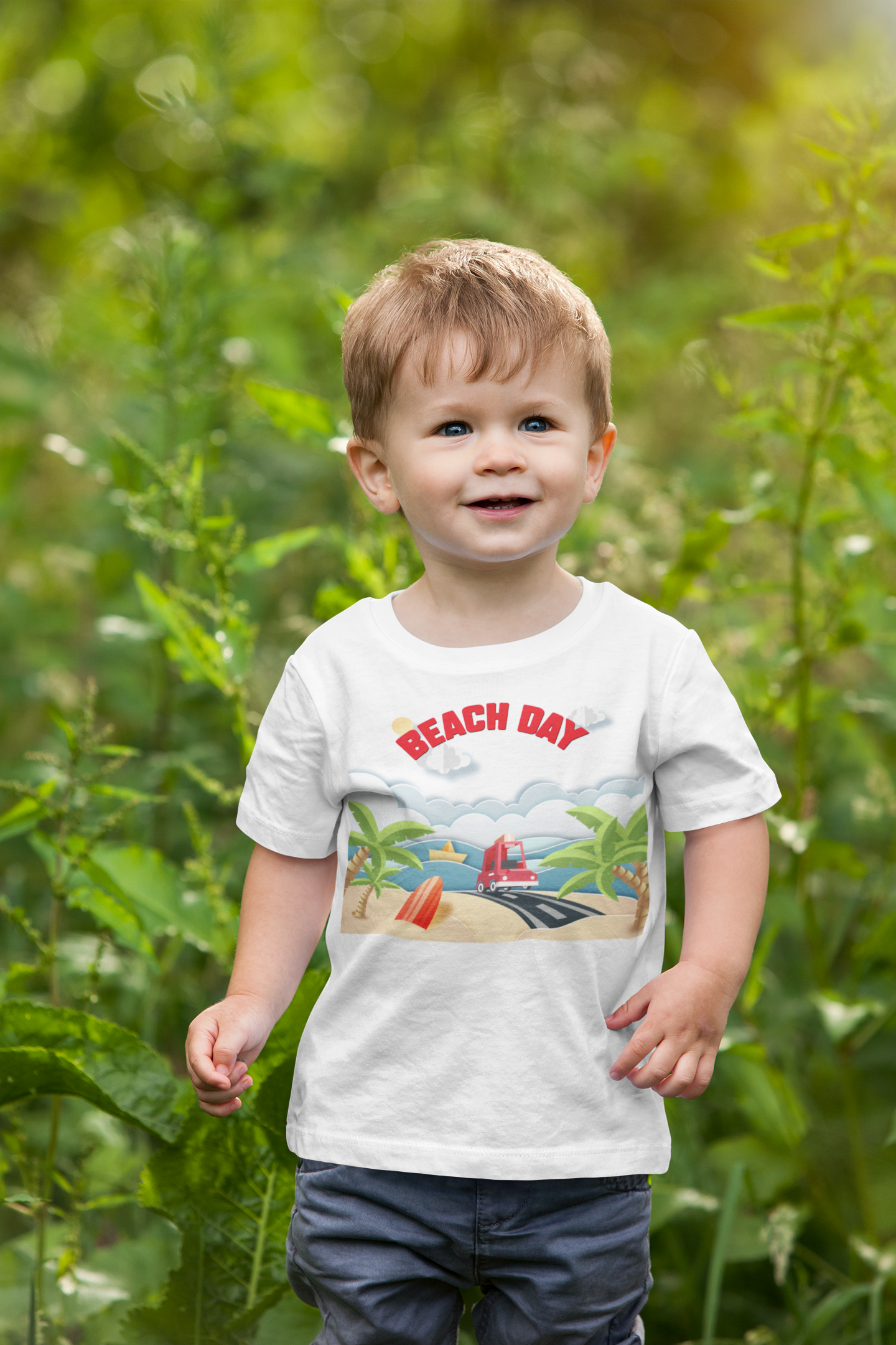 Beach Day Half Sleeves T-Shirt for Boy-FunkyTeesClub
