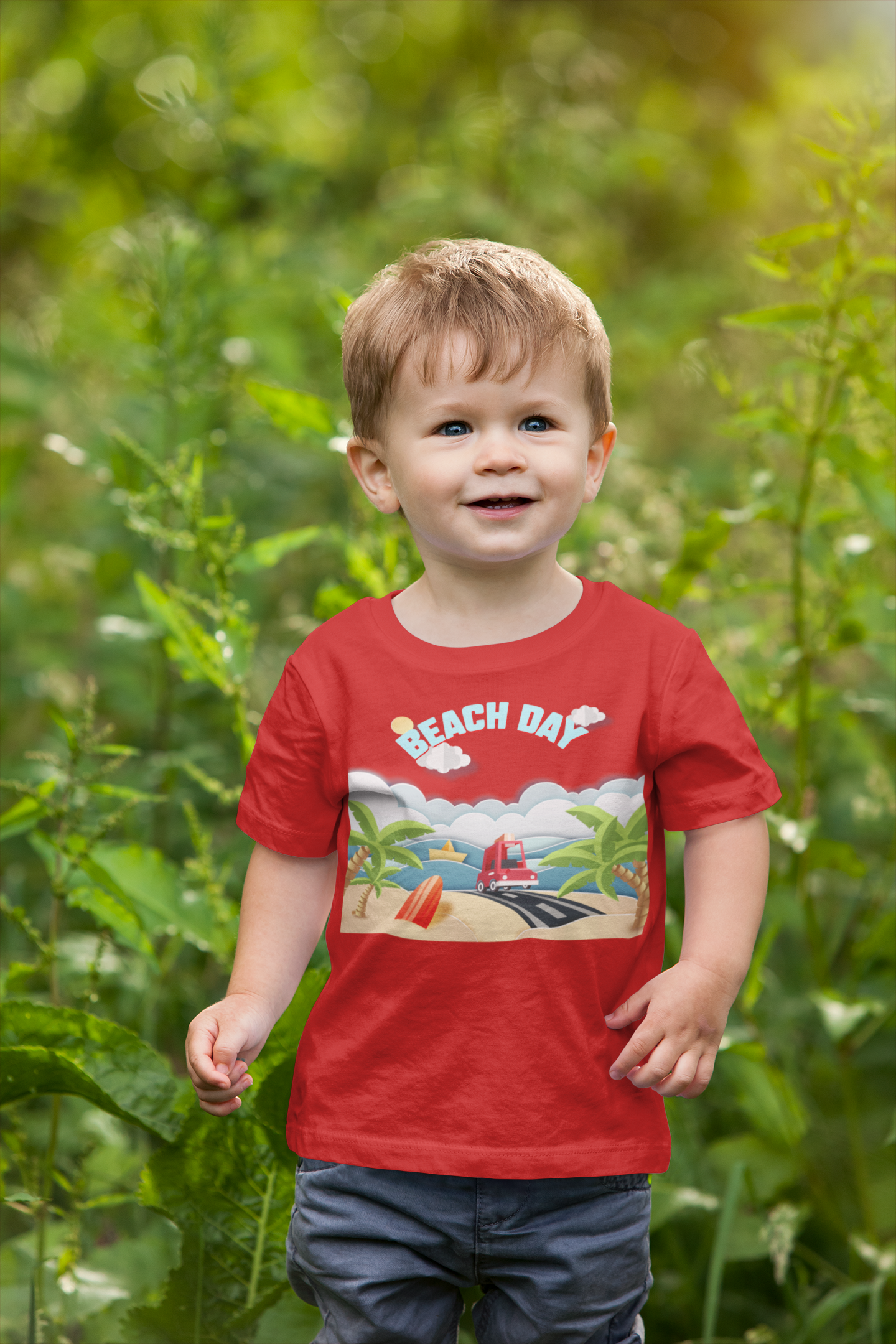 Beach Day Half Sleeves T-Shirt for Boy-FunkyTeesClub