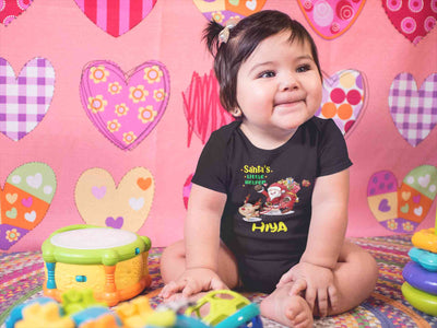 Customized Name Santas Little Helper Christmas Rompers for Baby Girl- FunkyTeesClub