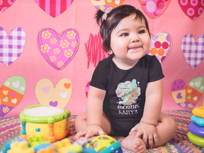 Custom Name 7 Month Birthday Teddy Design Rompers for Baby Girl- FunkyTeesClub