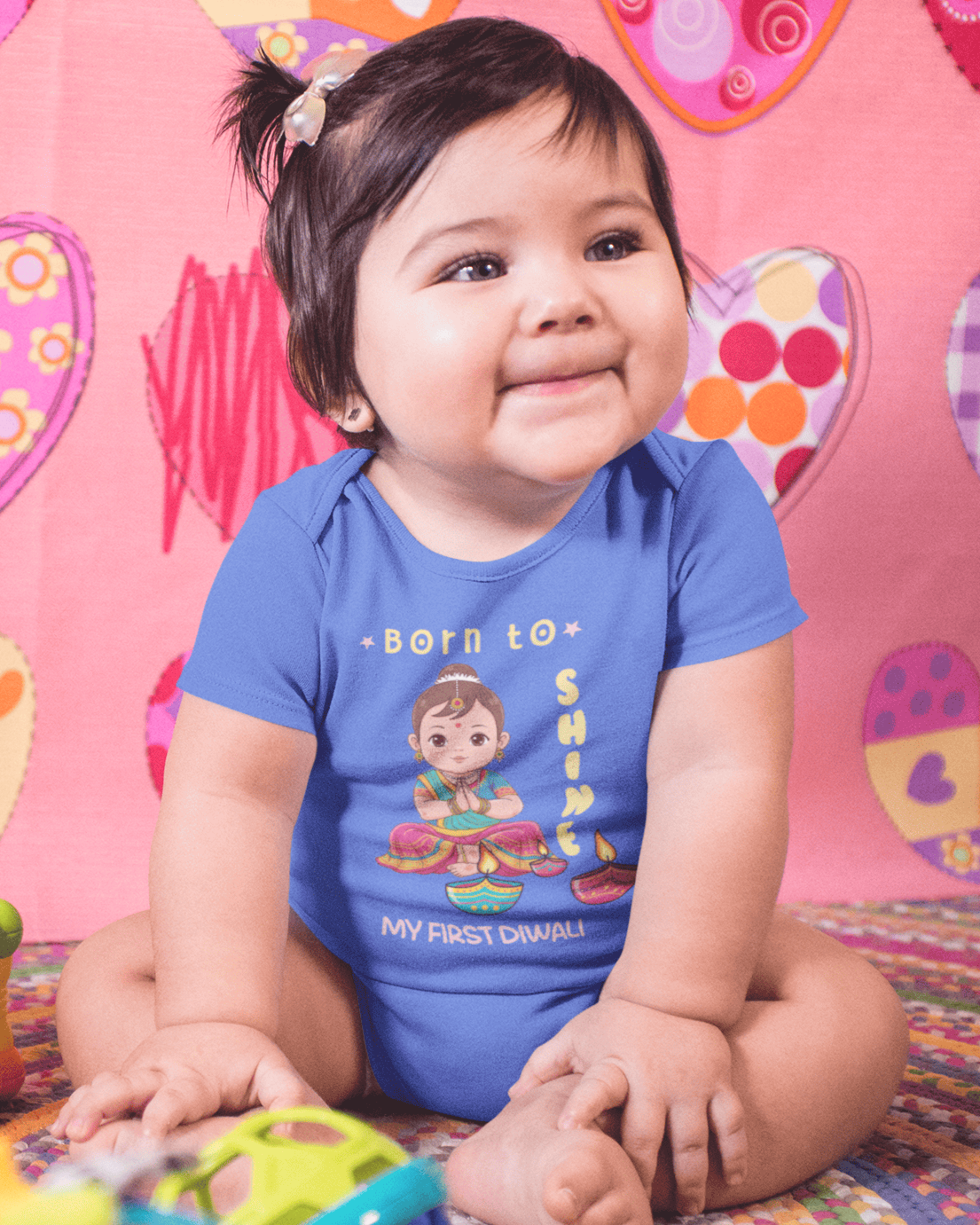 Born To Shine Diwali Rompers for Baby Girl- FunkyTeesClub