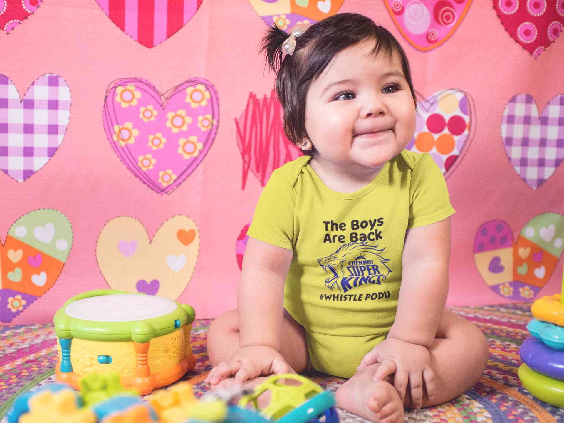 The Boys Are Back Whistle Podu IPL CSK Chennai Super Kings Rompers for Baby Girl- FunkyTeesClub