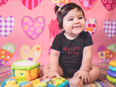 Hustle Baby Black Rompers for Baby Girl - FunkyTeesClub