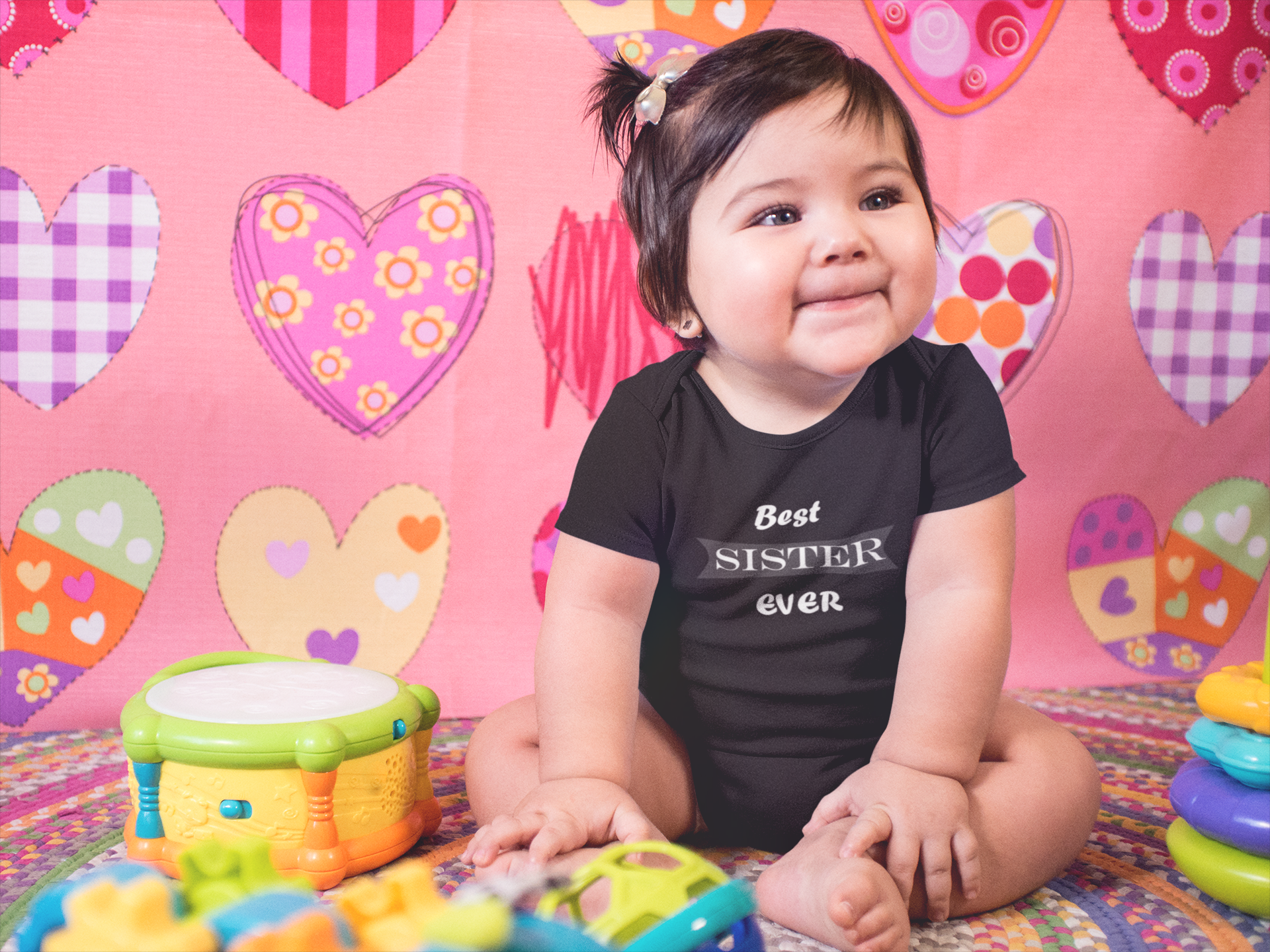 Best Sister Ever Black Rompers for Baby Girl - FunkyTeesClub