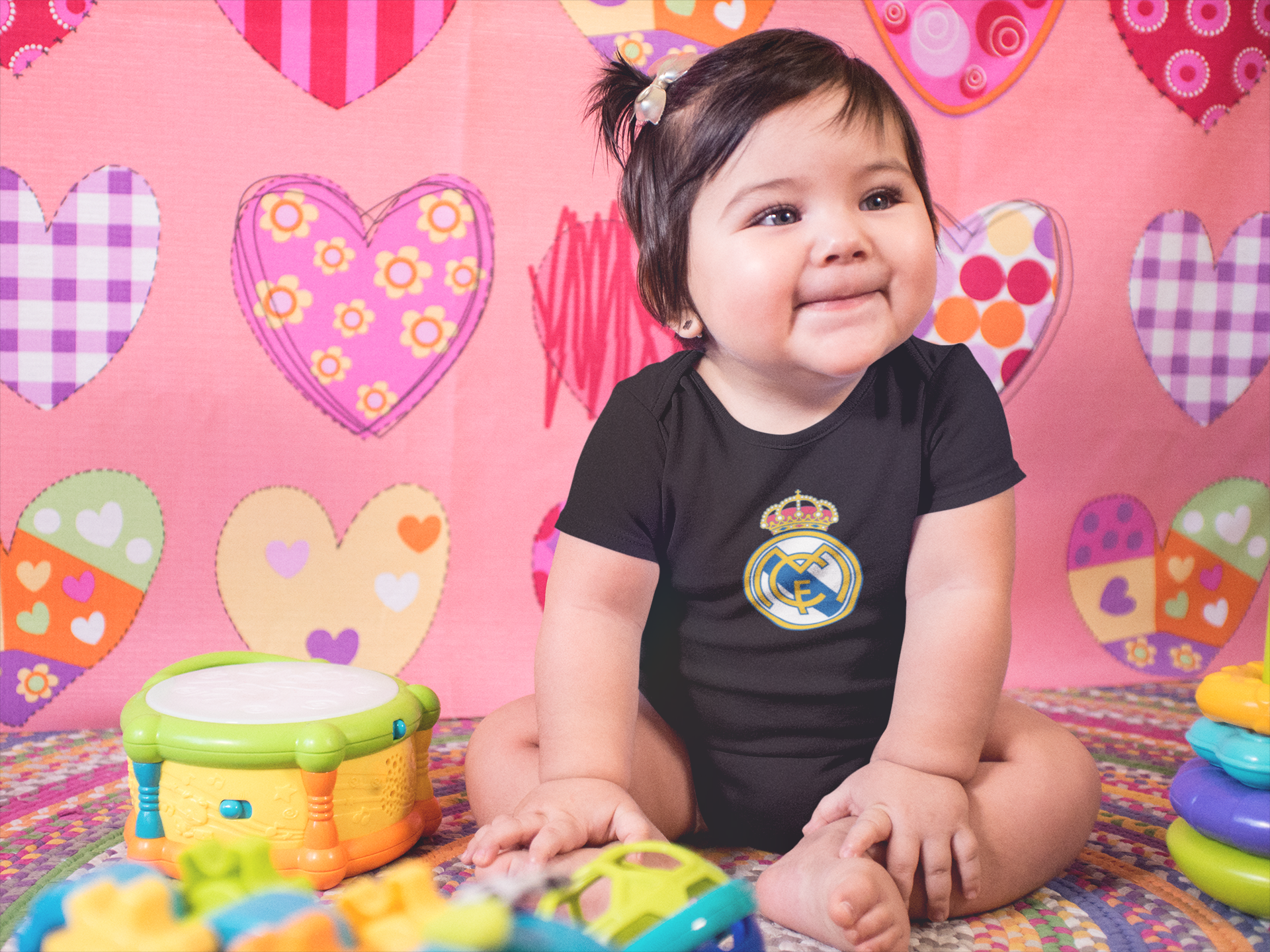 Real Madrid Black Rompers for Baby Girl - FunkyTeesClub