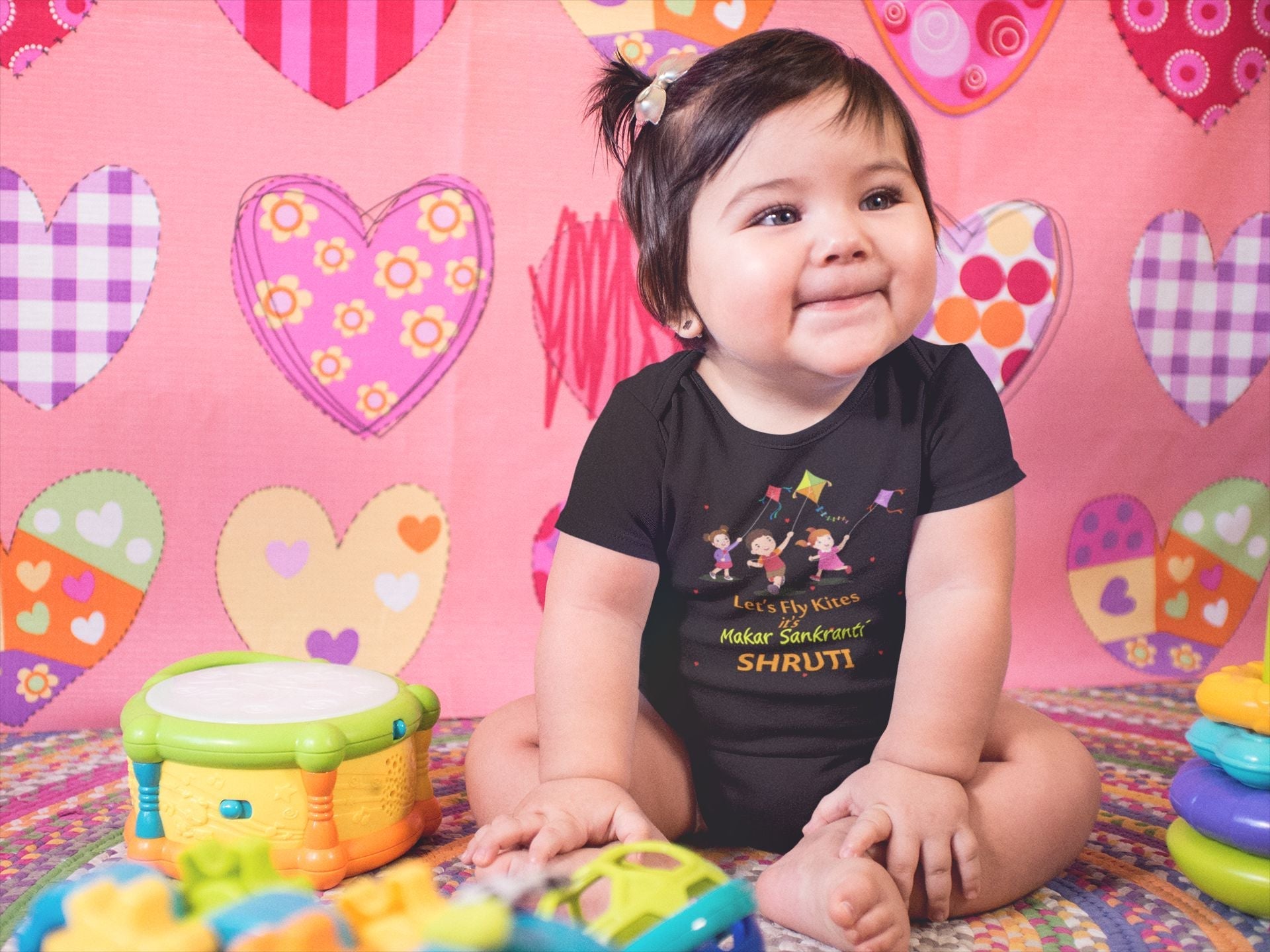 Custom Name Kai Po Che Makar Sankranti Rompers for Baby Girl- FunkyTeesClub