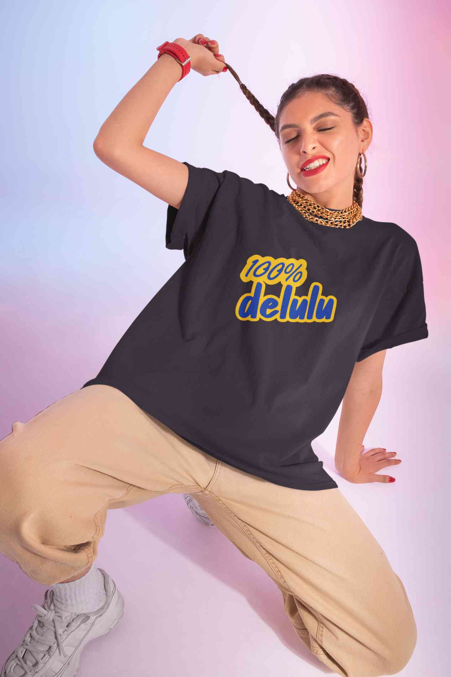 100% Delulu Women Half Sleeves T-shirt- FunkyTeesClub