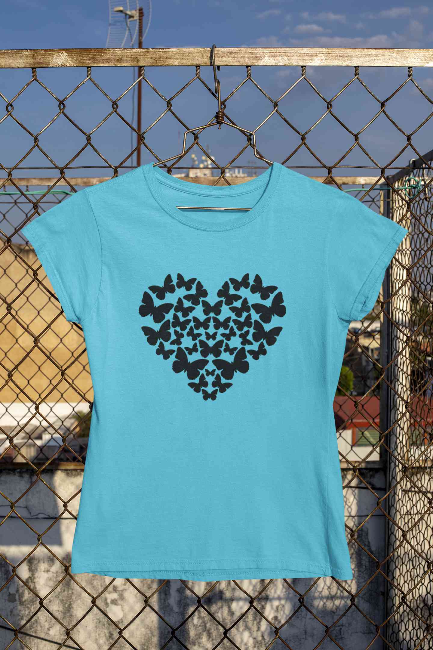 Butterflies In The Form Of A Heart Vector Women Half Sleeves T-shirt- FunkyTeesClub