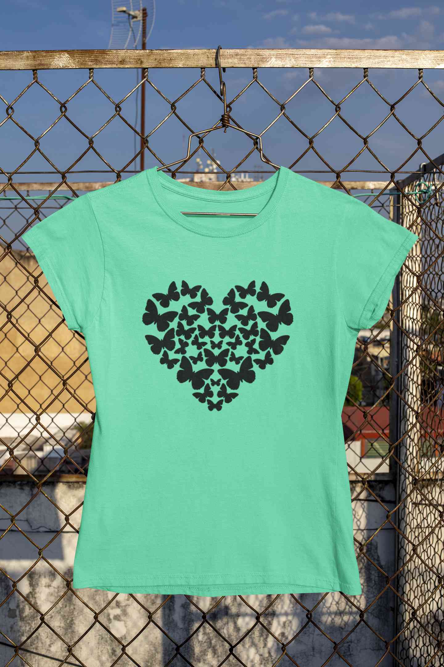 Butterflies In The Form Of A Heart Vector Women Half Sleeves T-shirt- FunkyTeesClub