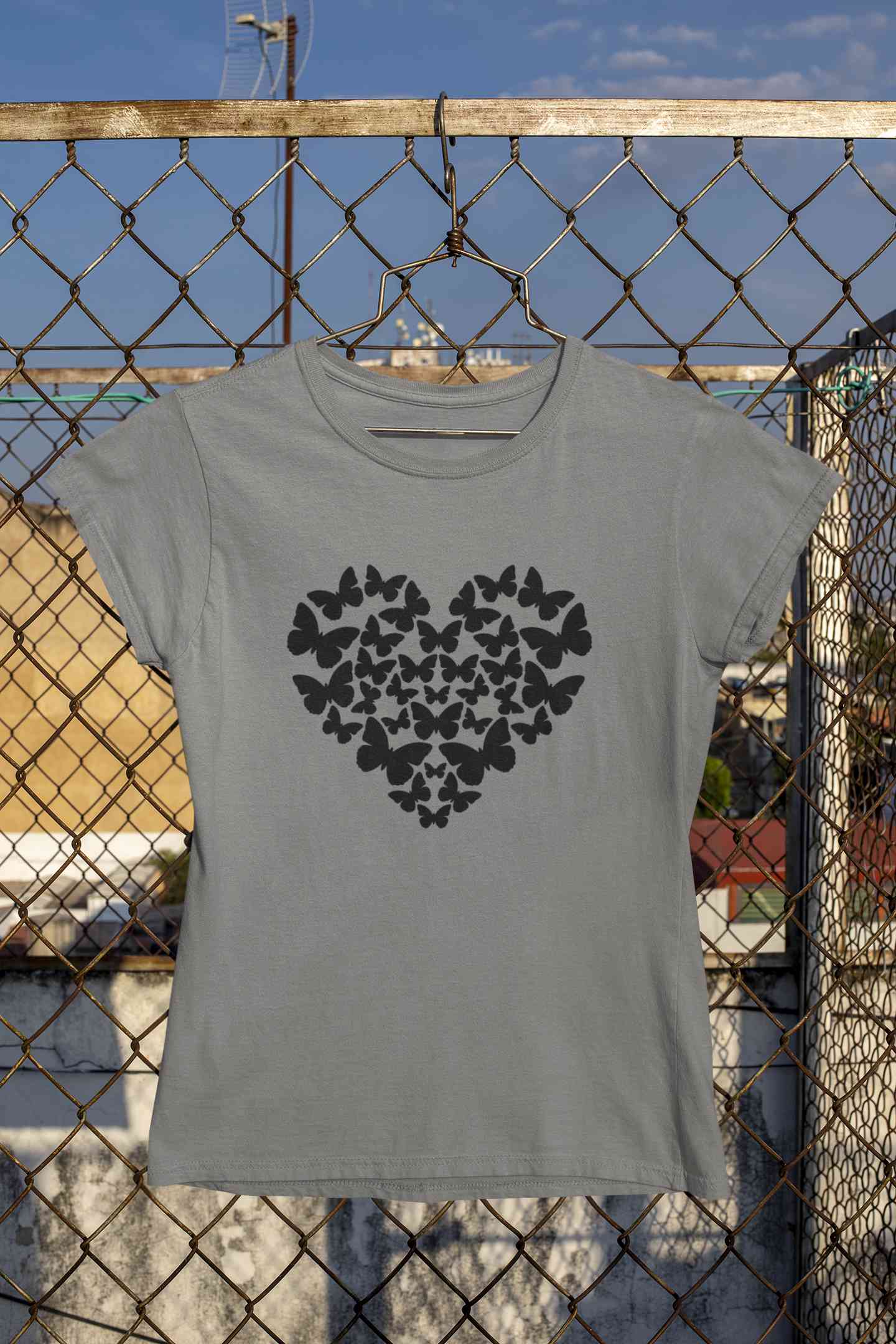 Butterflies In The Form Of A Heart Vector Women Half Sleeves T-shirt- FunkyTeesClub