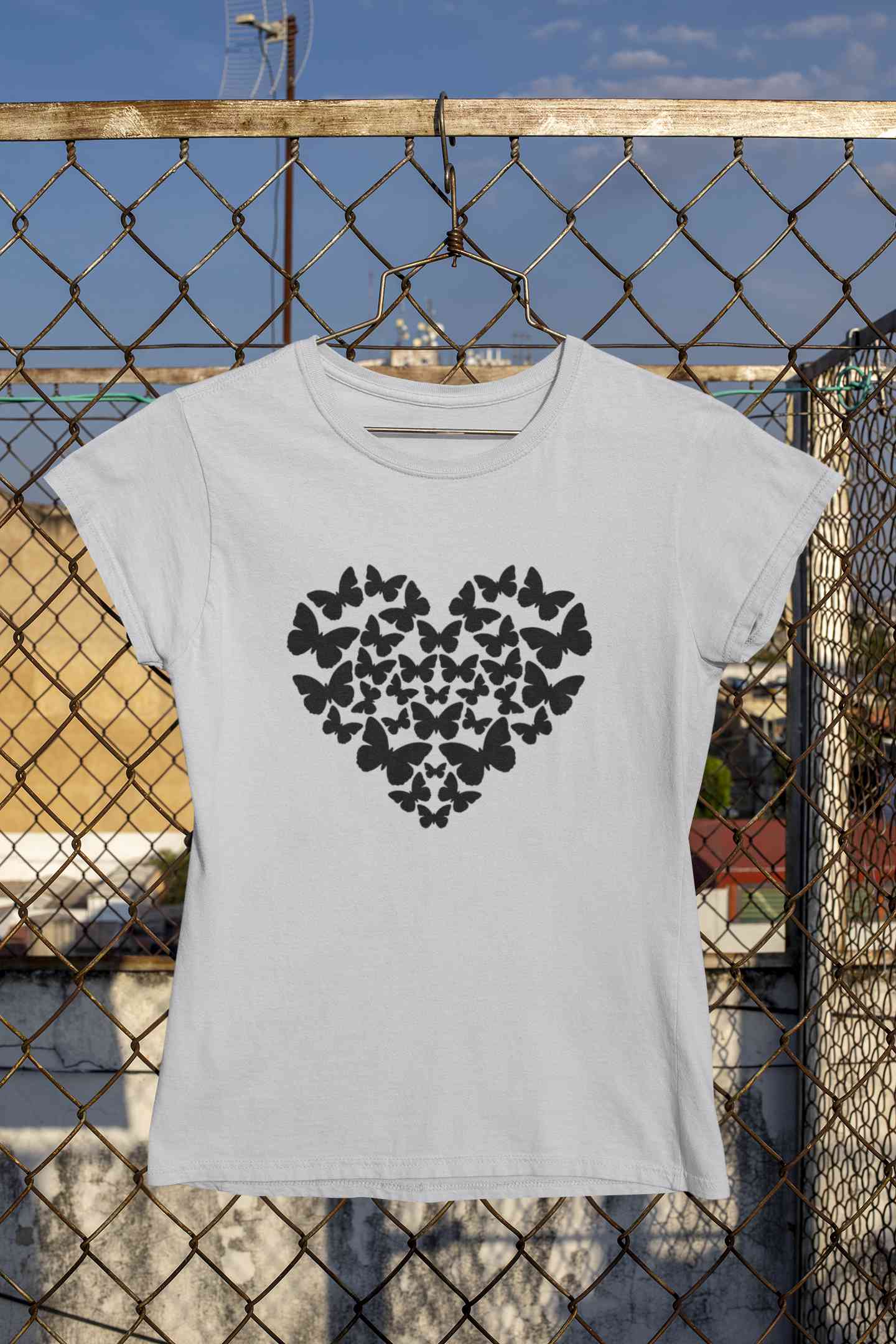 Butterflies In The Form Of A Heart Vector Women Half Sleeves T-shirt- FunkyTeesClub