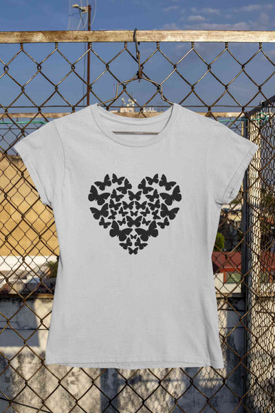 Butterflies In The Form Of A Heart Vector Women Half Sleeves T-shirt- FunkyTeesClub