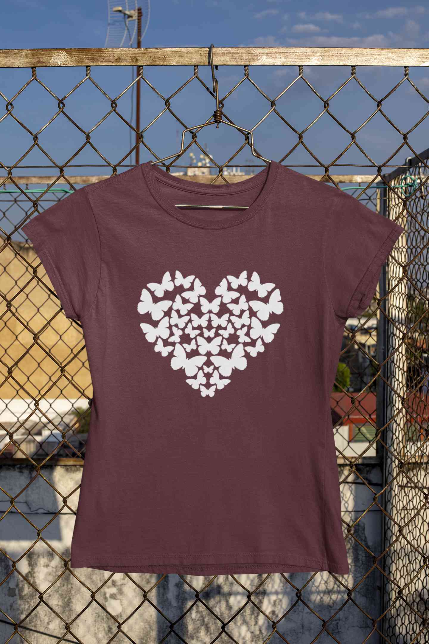 Butterflies In The Form Of A Heart Vector Women Half Sleeves T-shirt- FunkyTeesClub