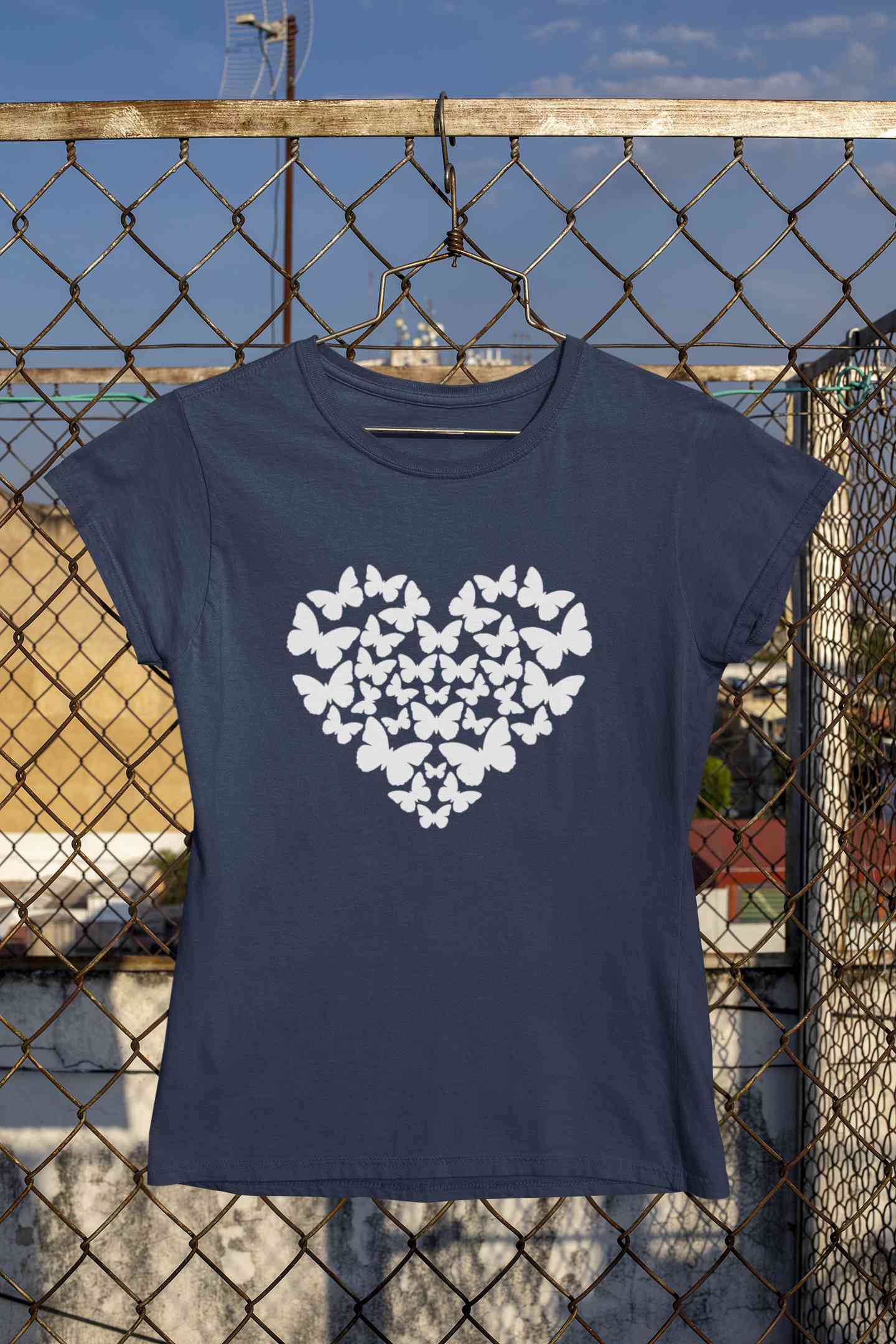 Butterflies In The Form Of A Heart Vector Women Half Sleeves T-shirt- FunkyTeesClub