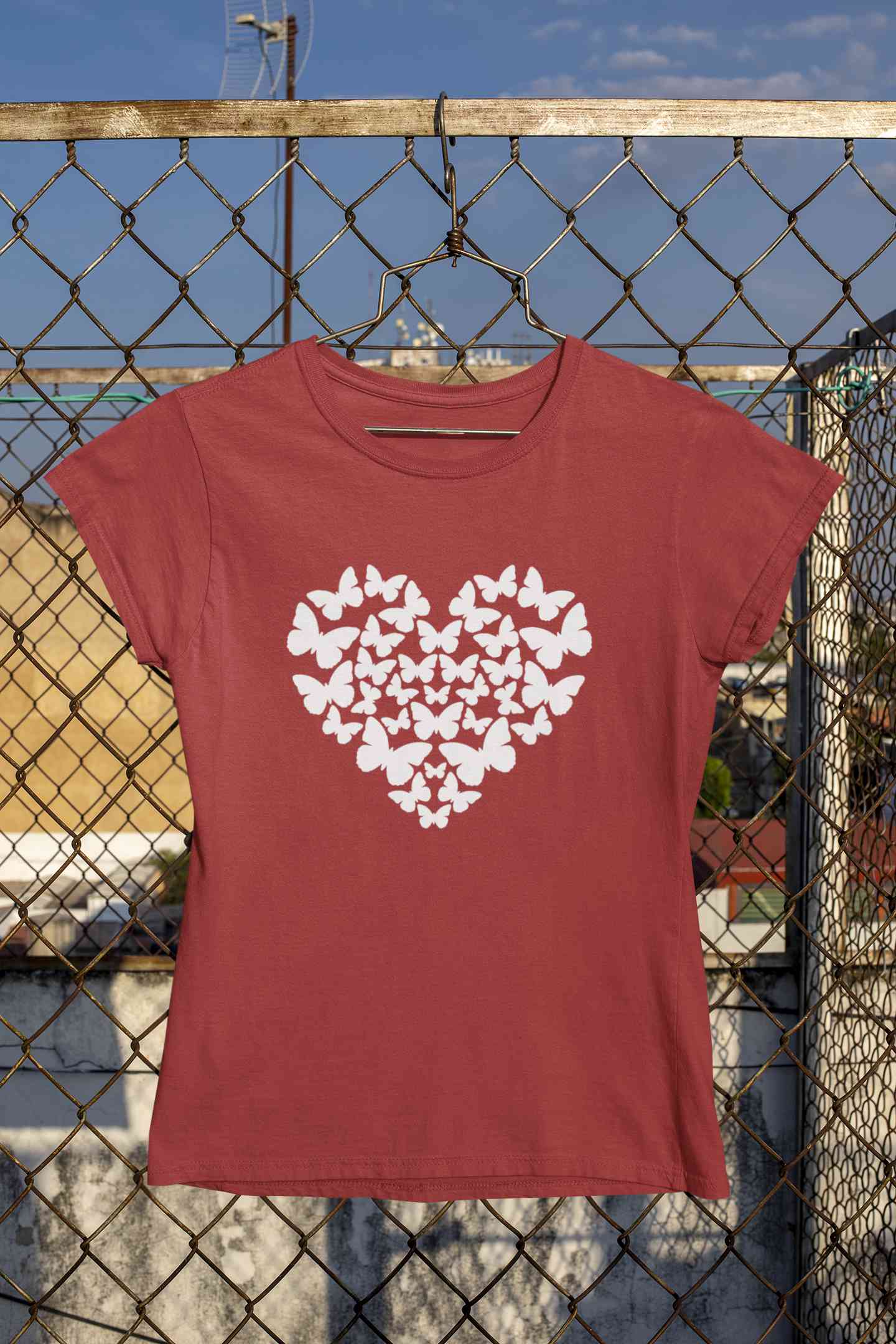 Butterflies In The Form Of A Heart Vector Women Half Sleeves T-shirt- FunkyTeesClub