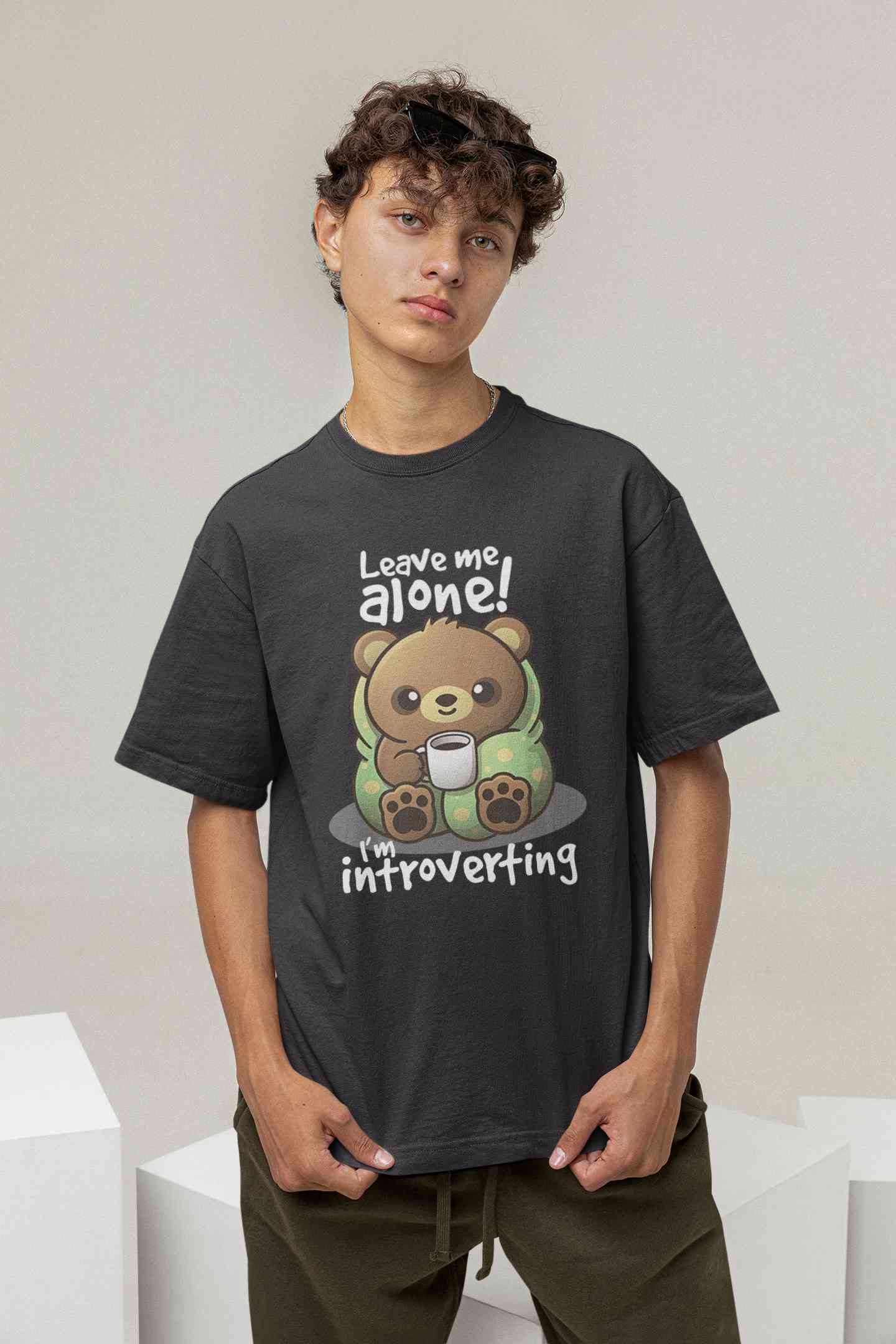 Leave Me Alone I Am Introverting Graphic Funny Quotes Mens Half Sleeves T-shirt- FunkyTeesClub