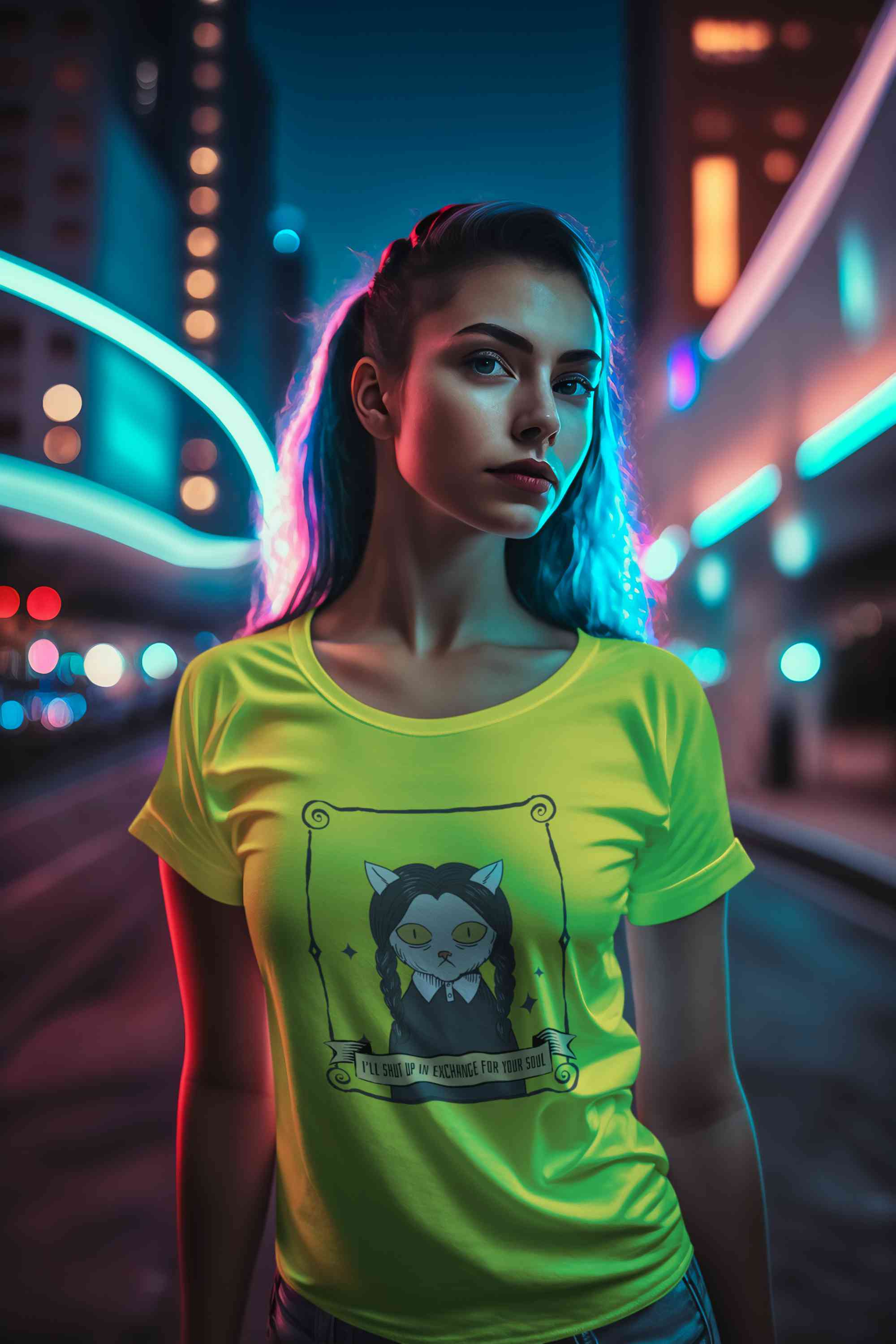 Cat Inspired By Wednesday Women Half Sleeves T-shirt- FunkyTeesClub