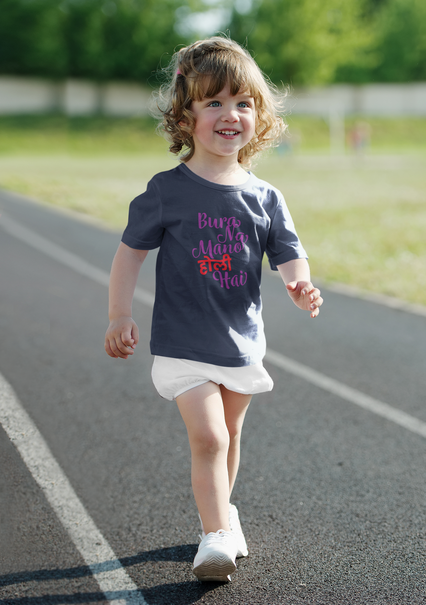 Bura Na Mano Holi Hai Half Sleeves T-Shirt For Girls -FunkyTeesClub