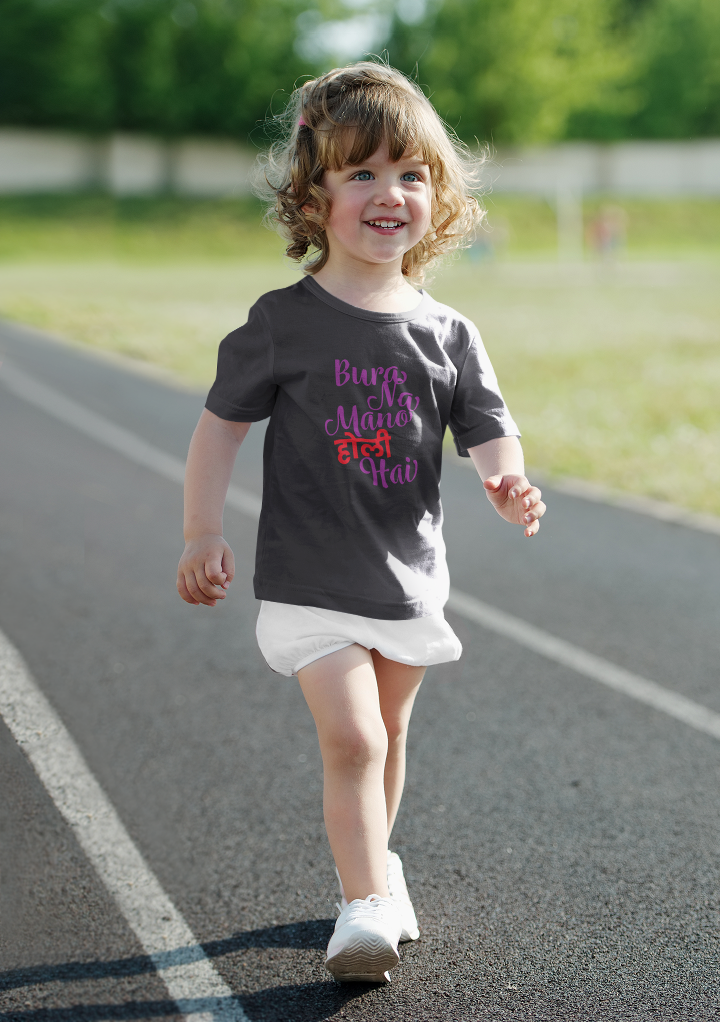 Bura Na Mano Holi Hai Half Sleeves T-Shirt For Girls -FunkyTeesClub