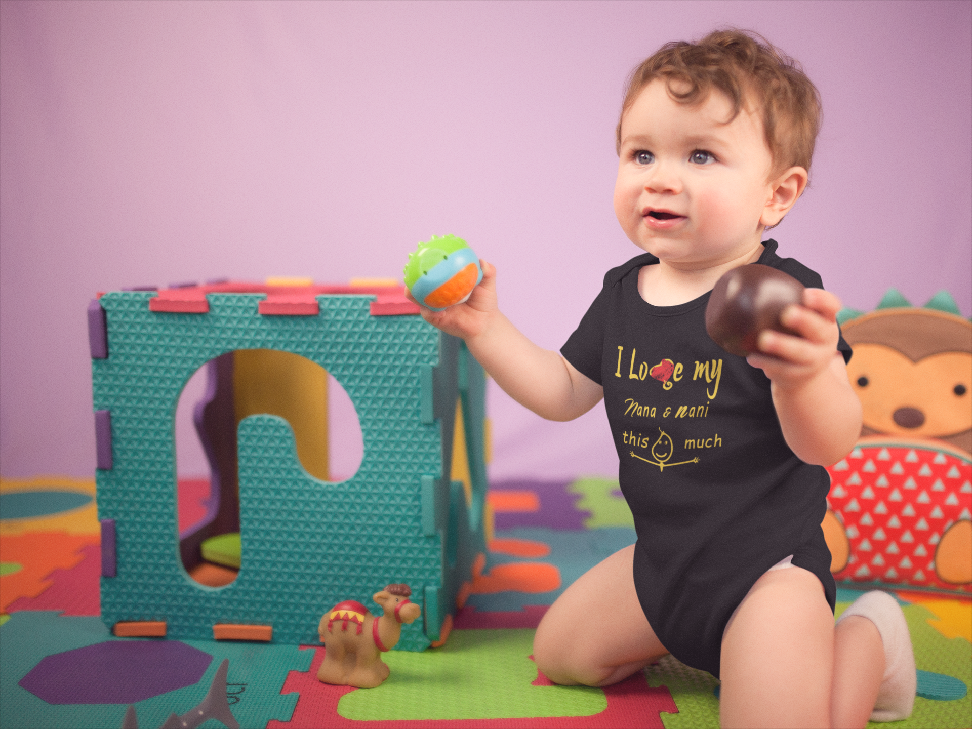 I Love My Nana Nani Black Rompers for Baby Boy - FunkyTeesClub