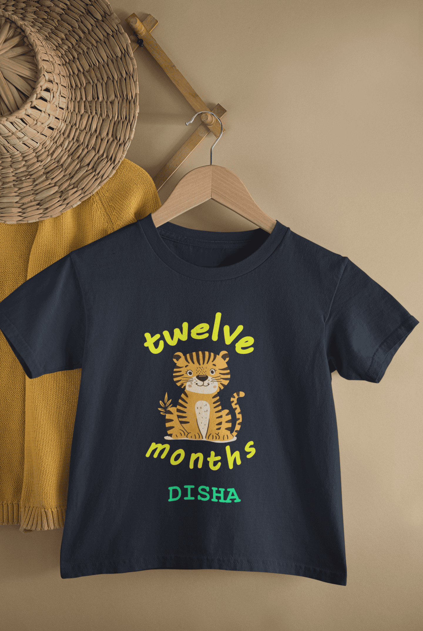 Custom Name Twelve Month Birthday Half Sleeves T-Shirt For Girls -FunkyTeesClub