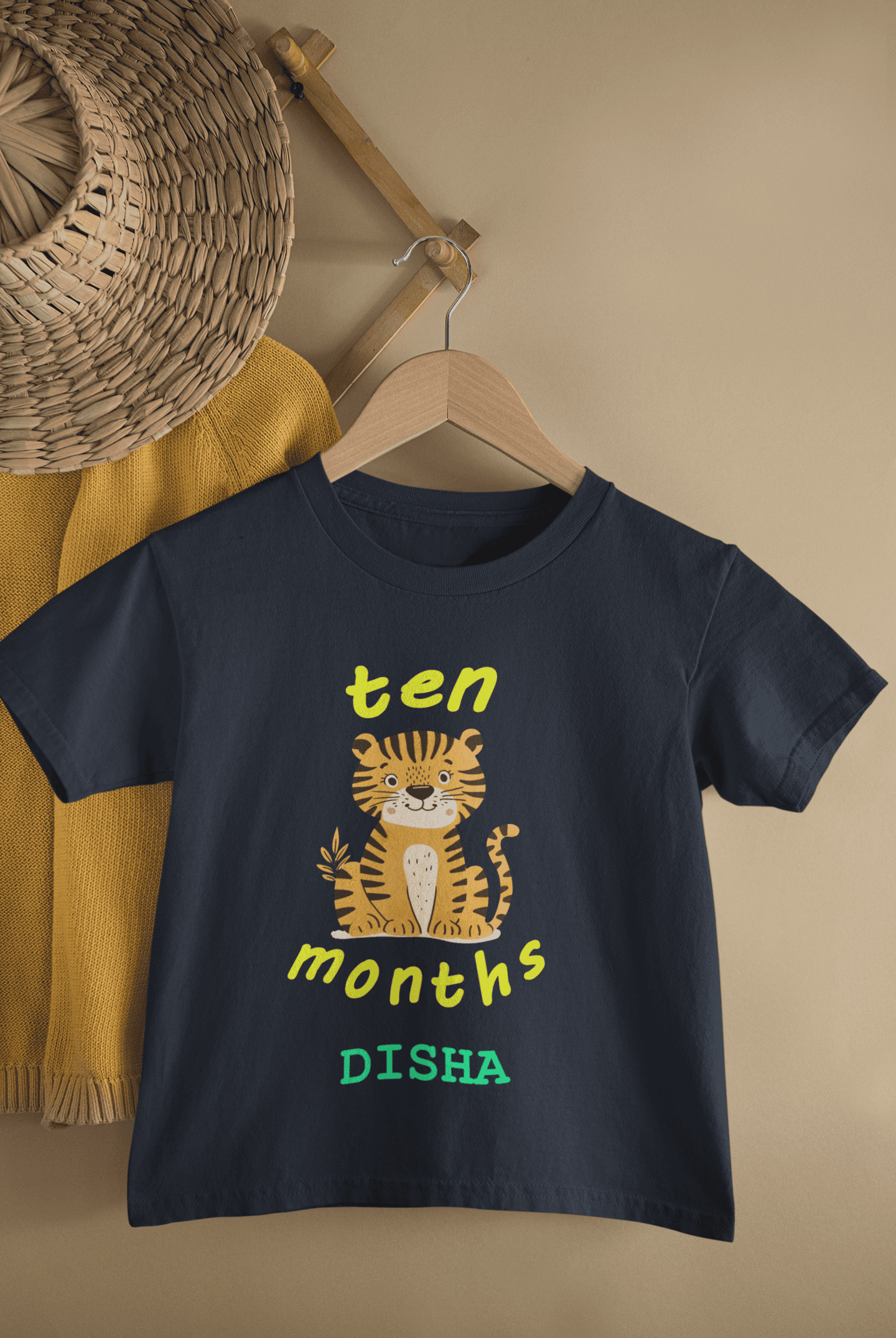 Custom Name Ten Month Birthday Half Sleeves T-Shirt For Girls -FunkyTeesClub