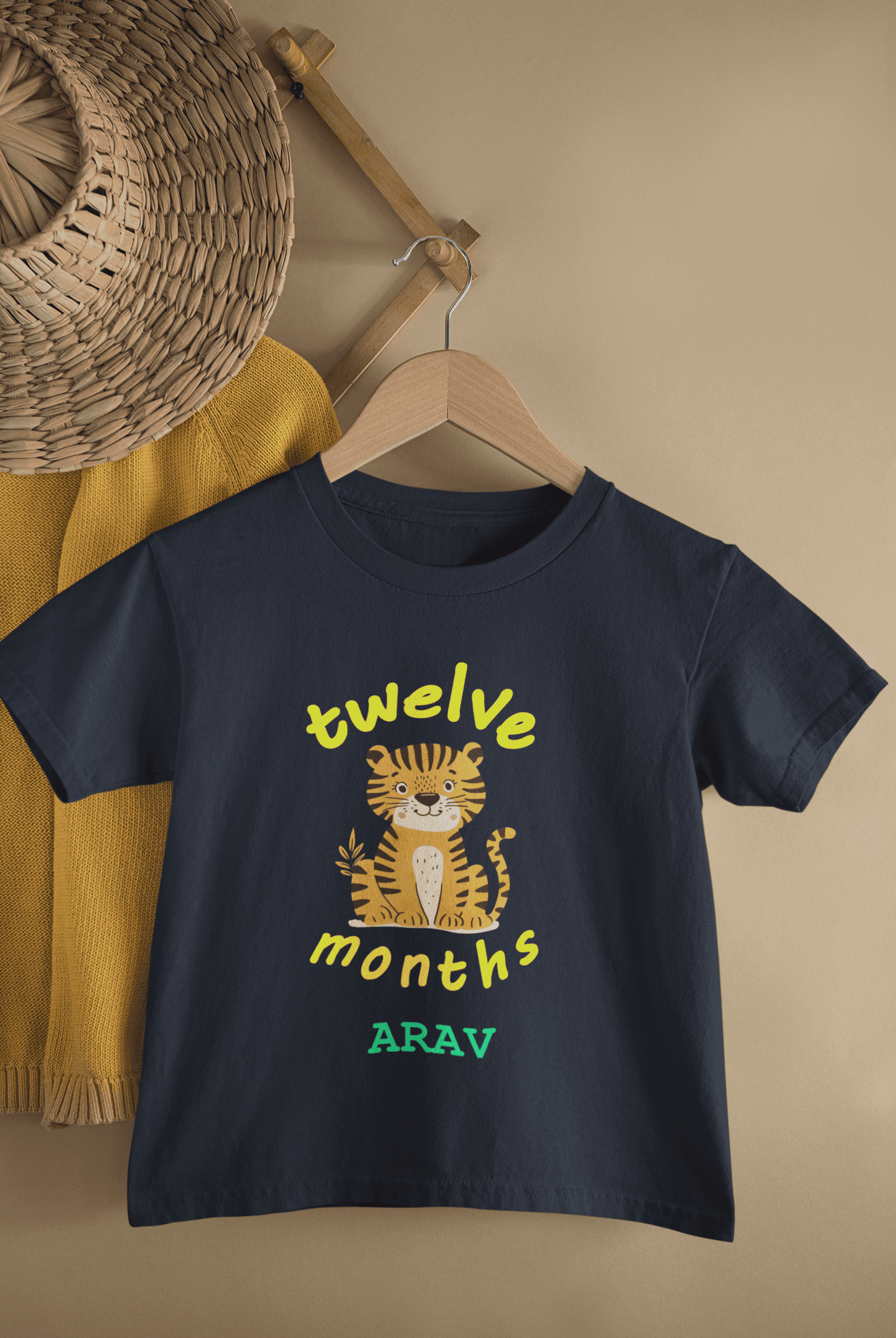 Custom Name Twelve Months Birthday Half Sleeves T-Shirt for Boys -FunkyTeesClub