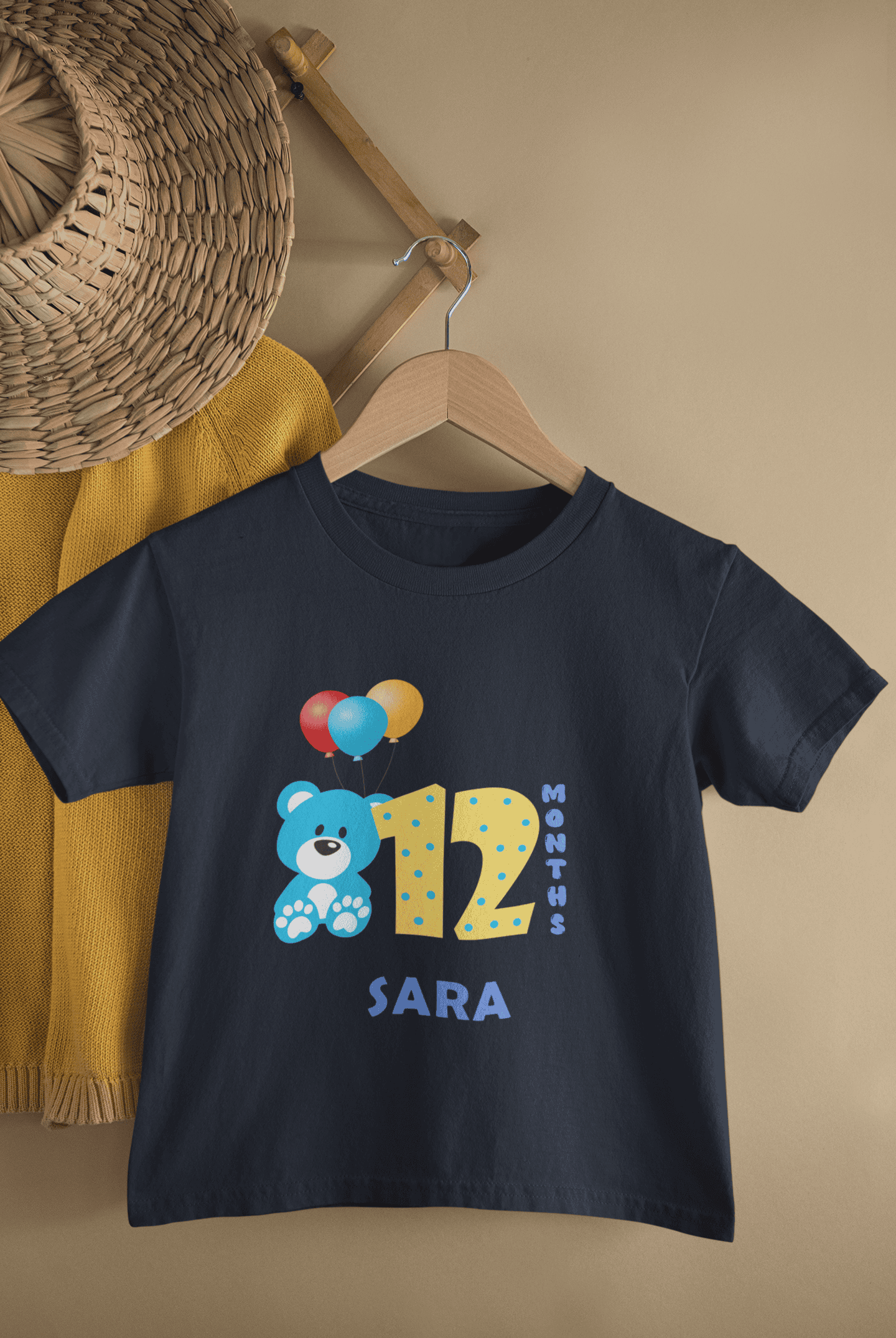 Custom Name Twelve Month Birthday Half Sleeves T-Shirt For Girls -FunkyTeesClub