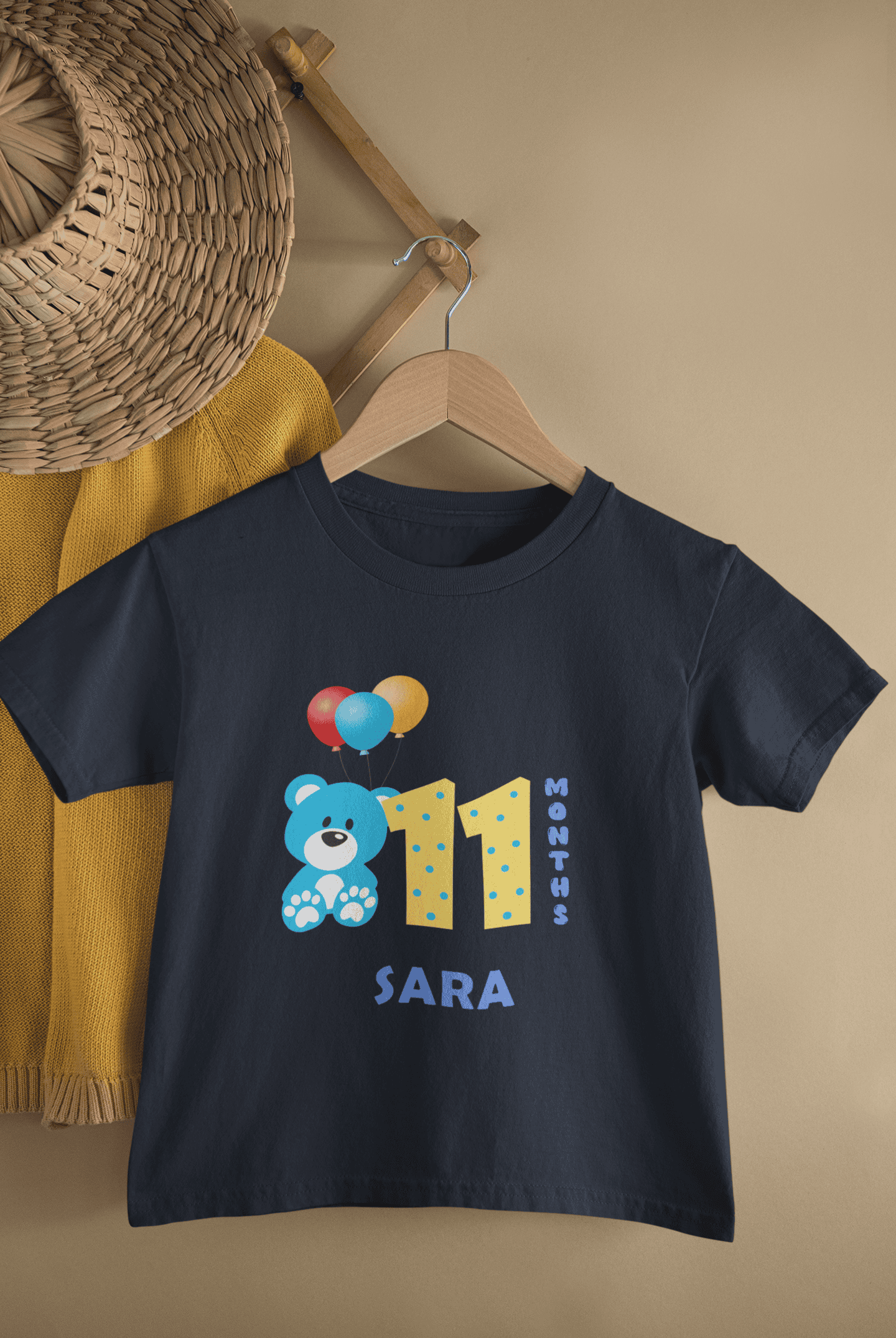 Custom Name Eleventh Month Birthday Half Sleeves T-Shirt For Girls -FunkyTeesClub