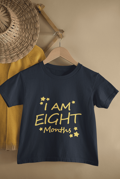 I Am Eight Months Half Sleeves T-Shirt for Boys -FunkyTeesClub