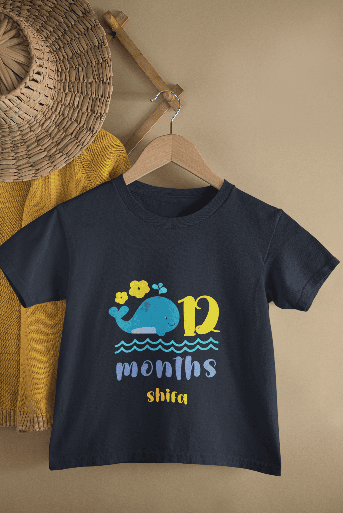 Custom Name Twelve Month Birthday Half Sleeves T-Shirt For Girls -FunkyTeesClub
