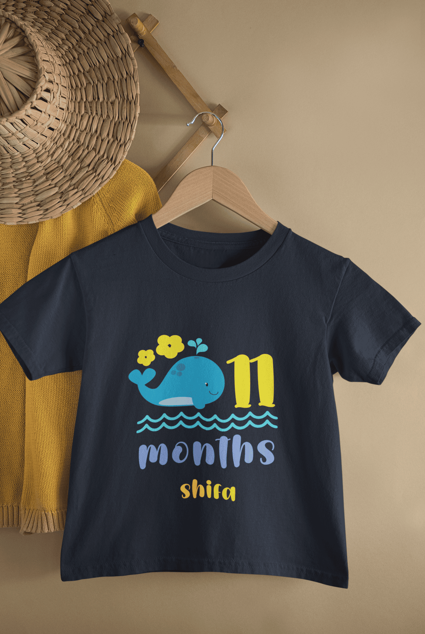Custom Name Eleventh Month Birthday Half Sleeves T-Shirt For Girls -FunkyTeesClub