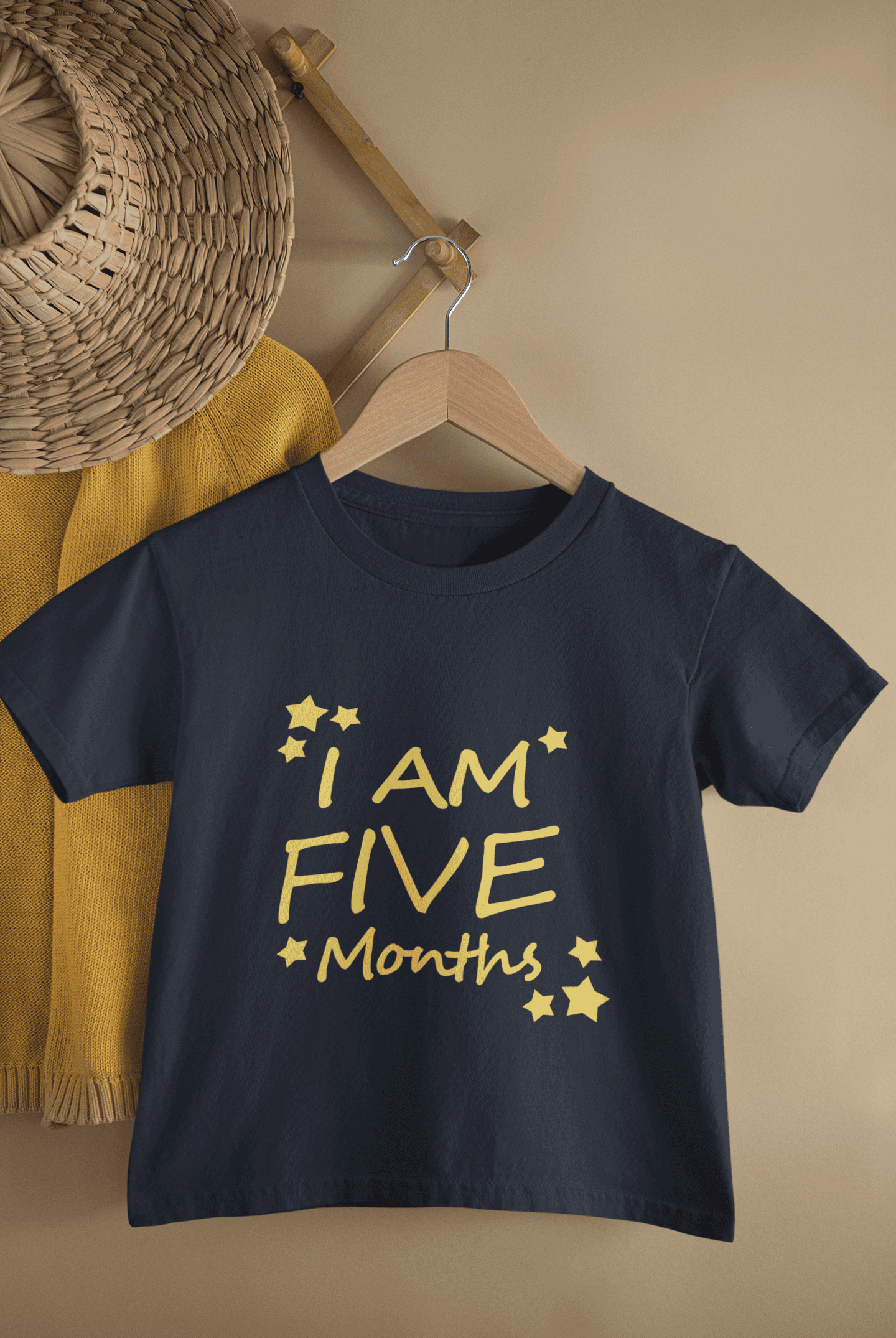 I Am Five Months Half Sleeves T-Shirt for Boys -FunkyTeesClub
