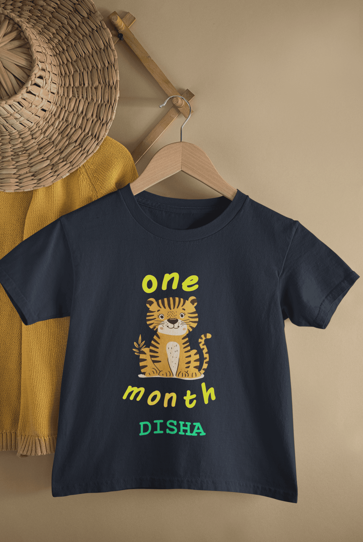 Custom Name One Month Birthday Half Sleeves T-Shirt For Girls -FunkyTeesClub