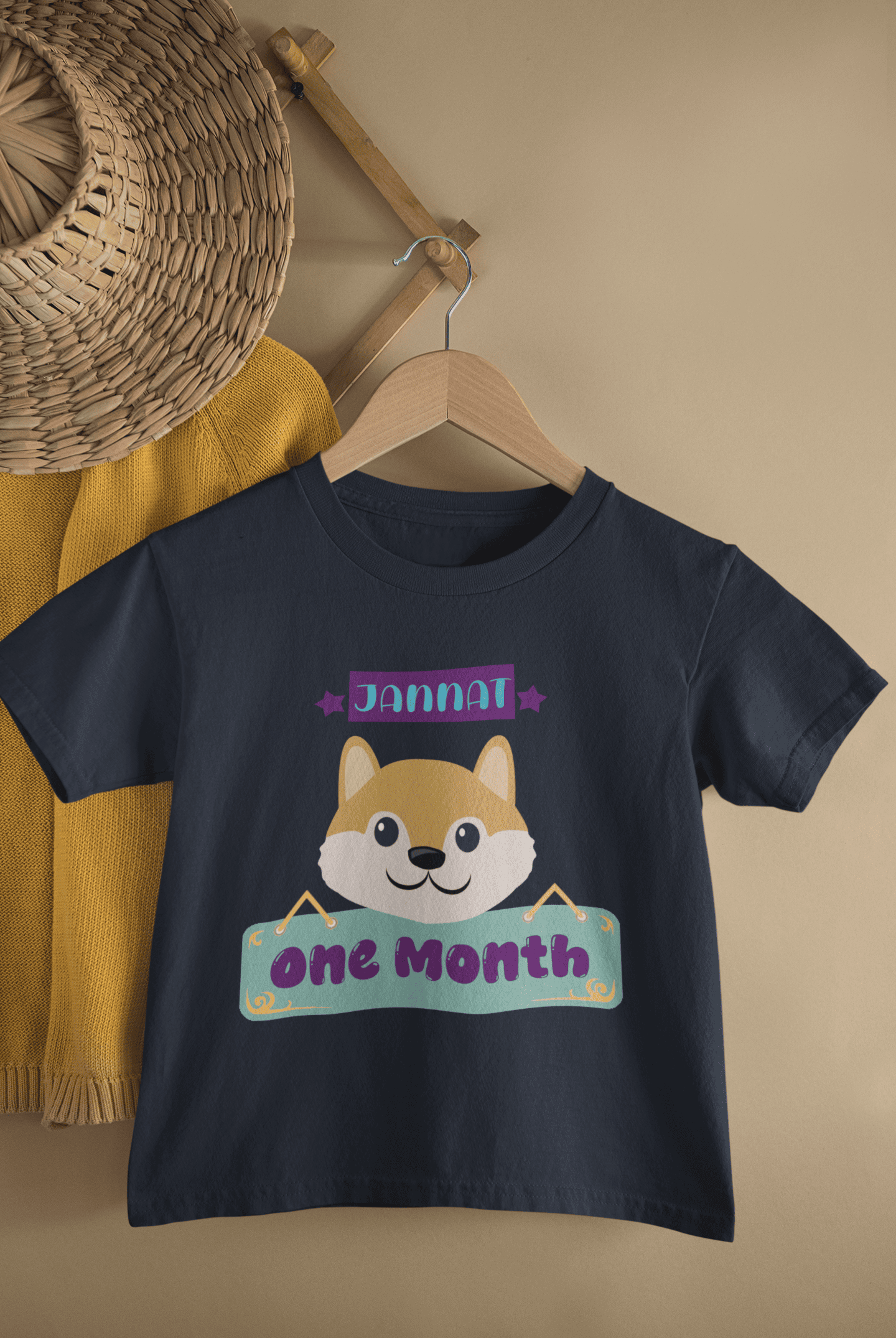 Custom Name One Month Birthday Cute Half Sleeves T-Shirt For Girls -FunkyTeesClub