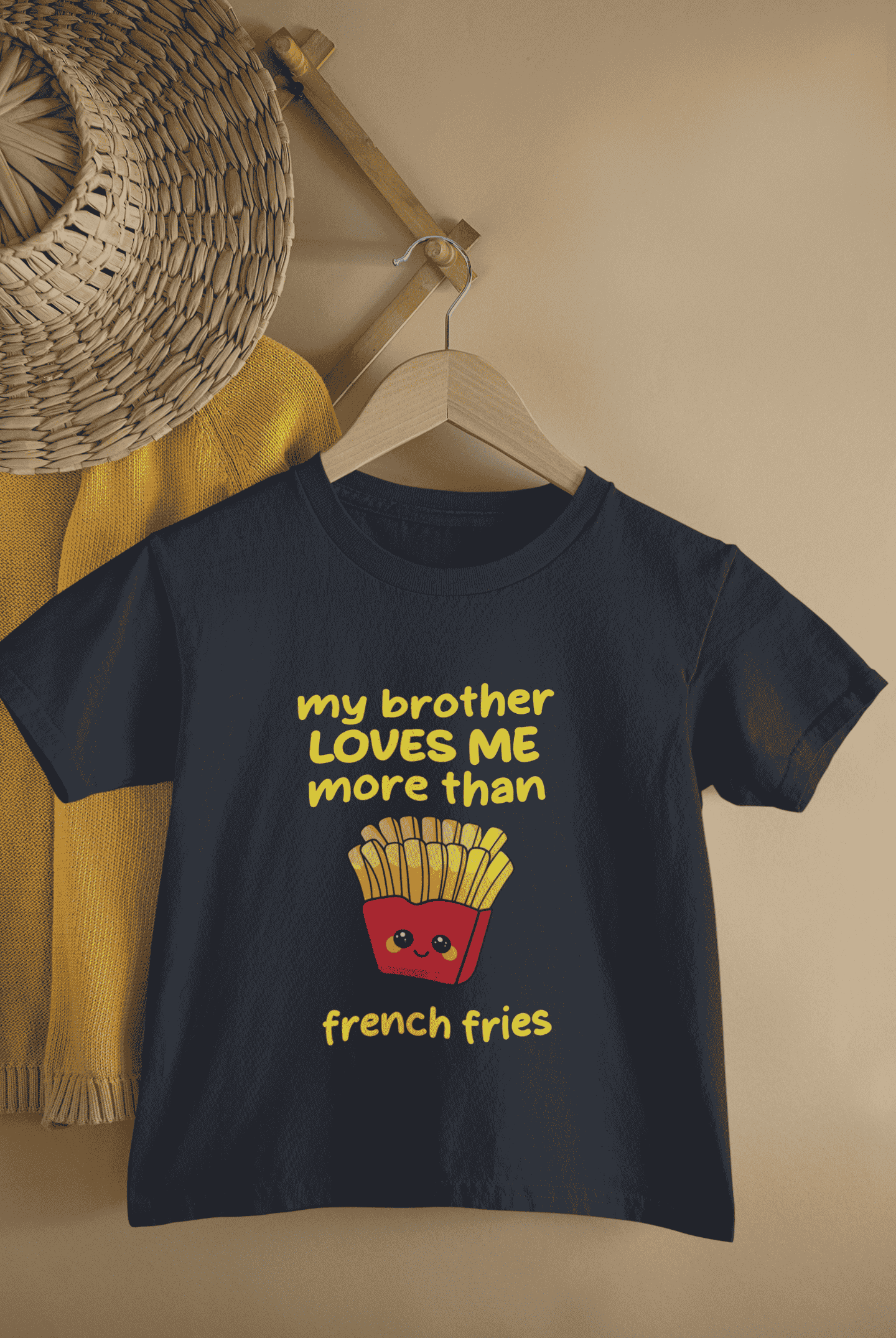 My Brother Loves Me More Than French Fries Rakshabandhan Half Sleeves T-Shirt For Girls -FunkyTeesClub