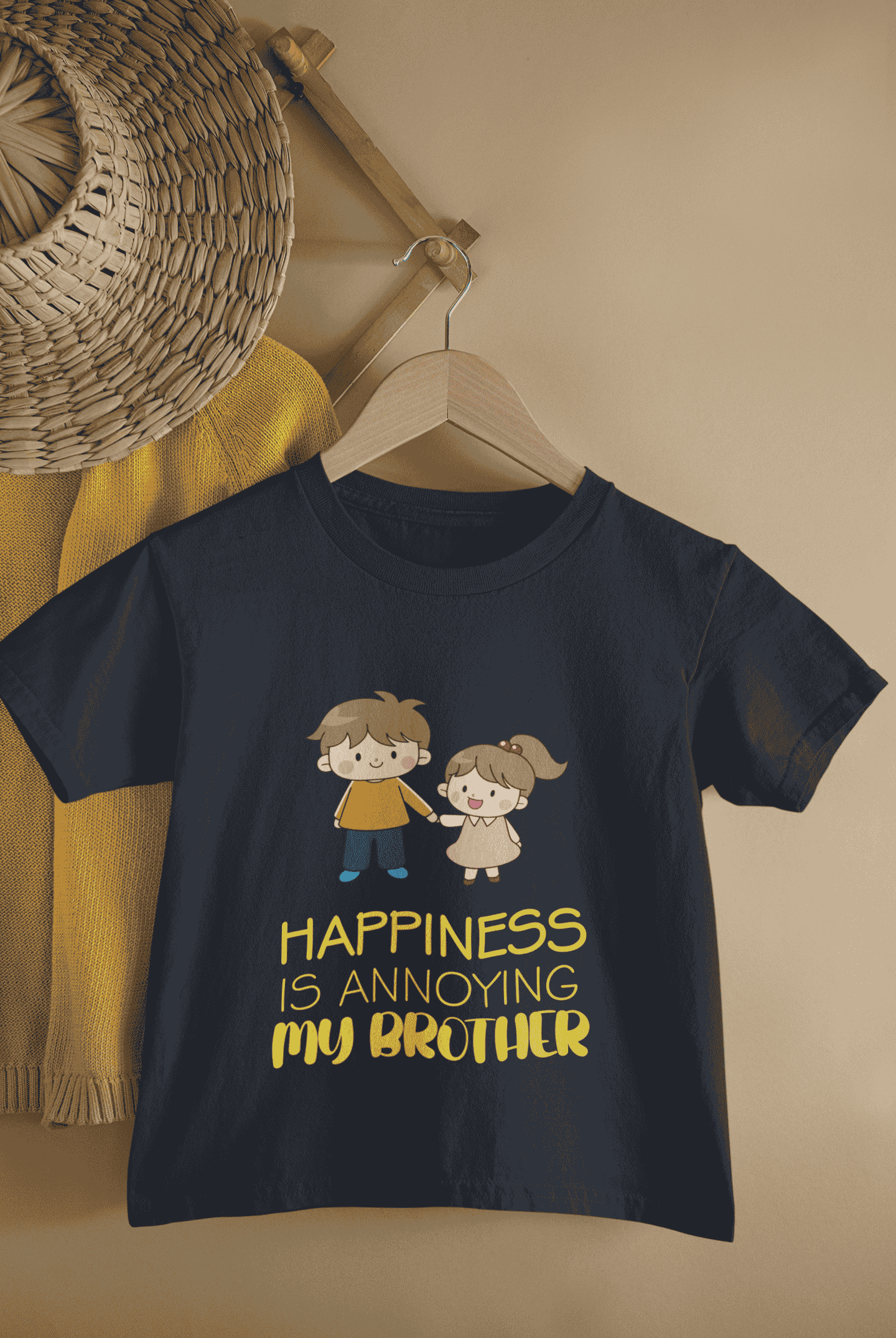 Happiness Is Annoying My Brother Rakshabandhan Half Sleeves T-Shirt For Girls -FunkyTeesClub