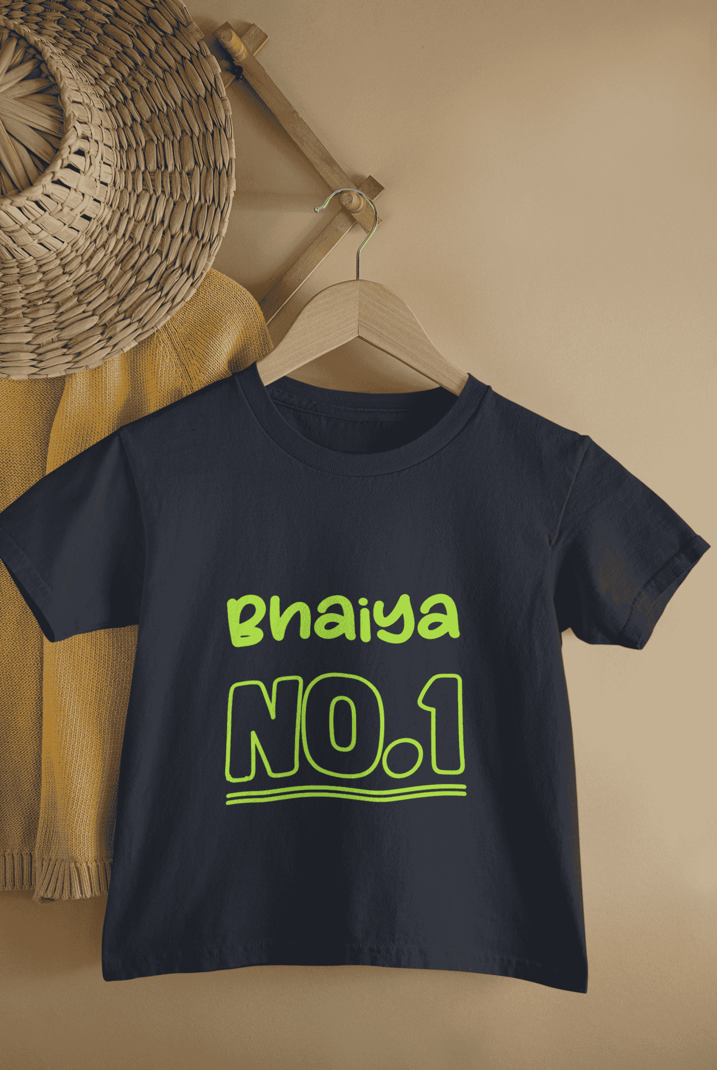 Bhaiya No.1 Rakshabandhan Half Sleeves T-Shirt for Boys -FunkyTeesClub