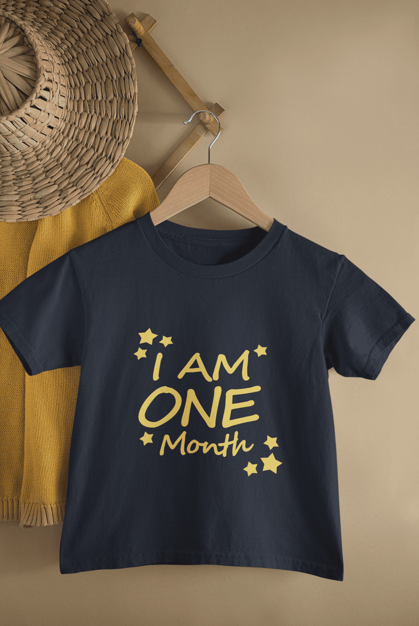 I Am One Month Half Sleeves T-Shirt for Boys -FunkyTeesClub