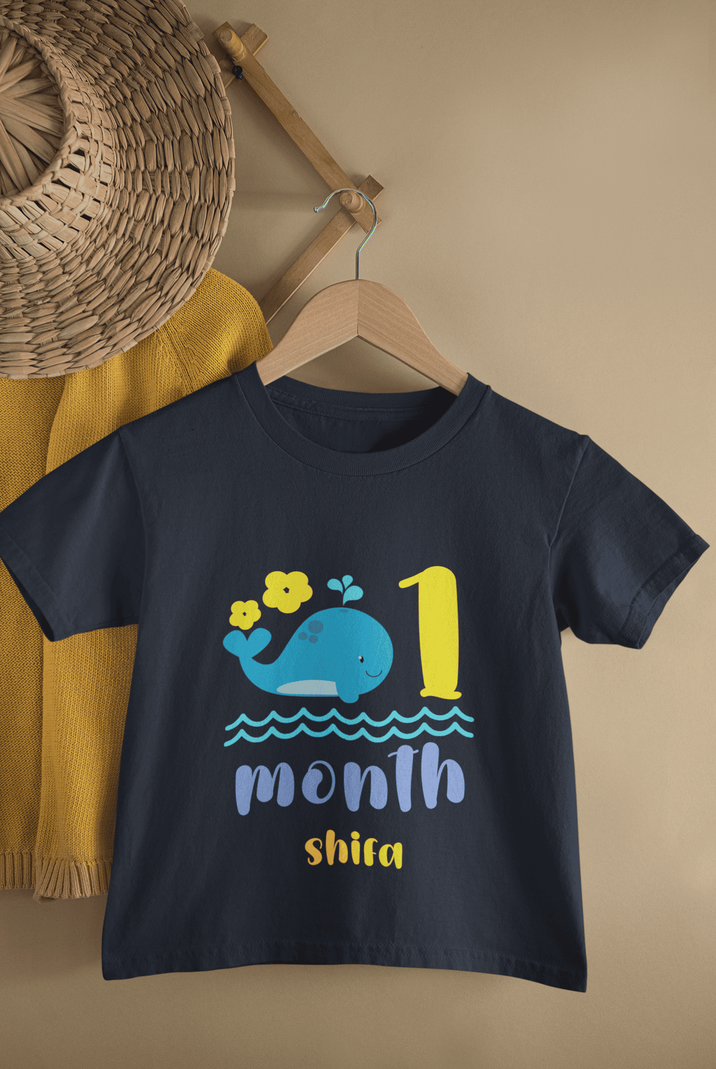 Custom Name First Month Birthday Half Sleeves T-Shirt For Girls -FunkyTeesClub