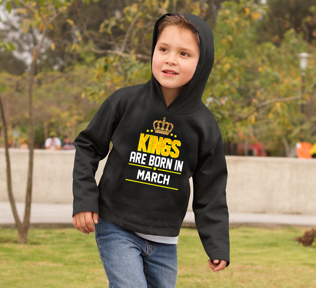 Kings Are Born In March Boy Hoodies-FunkyTeesClub