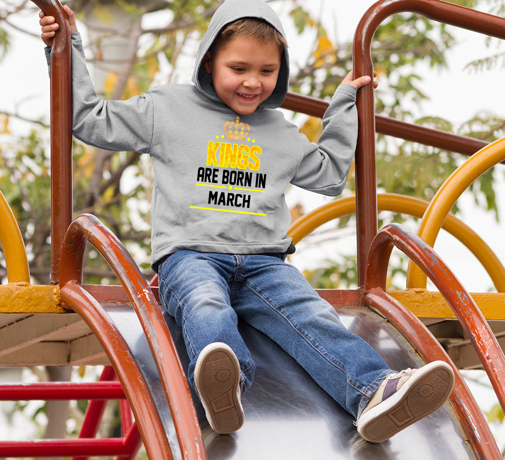 Kings Are Born In March Boy Hoodies-FunkyTeesClub