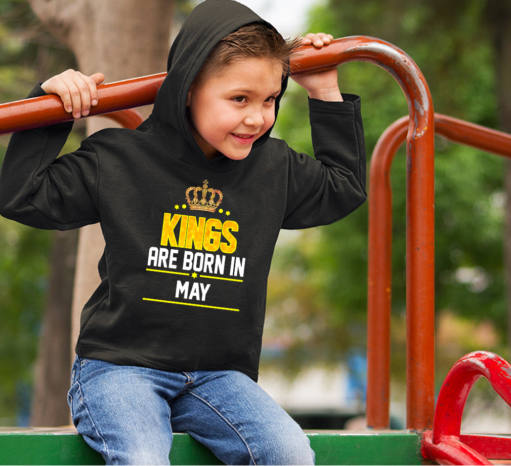 Kings Are Born In May Boy Hoodies-FunkyTeesClub