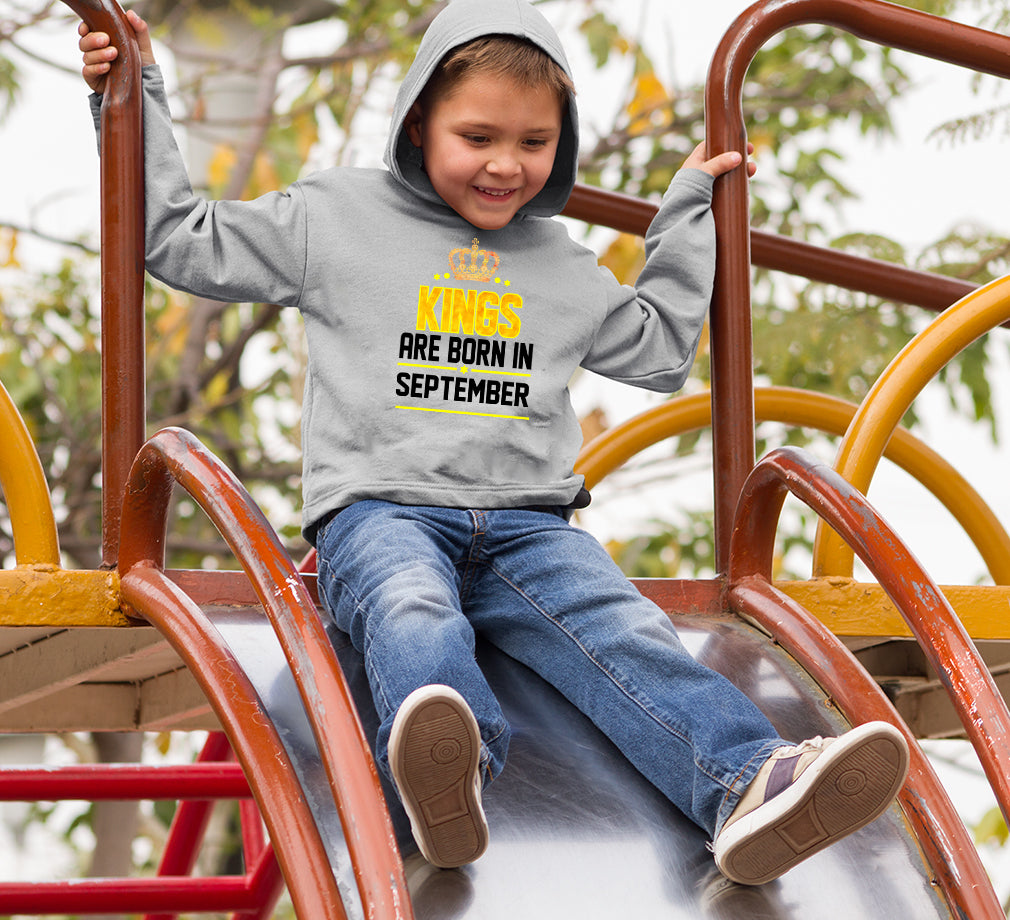 Kings Are Born In September Boy Hoodies-FunkyTeesClub