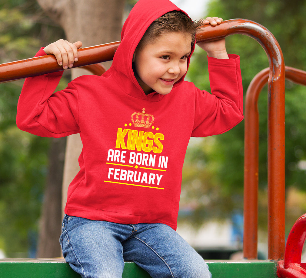 Kings Are Born In February Boy Hoodies-FunkyTeesClub
