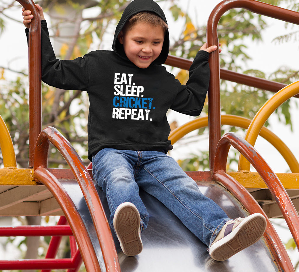 CRICKET Eat Sleep Cricket Repeat Boy Hoodies-FunkyTeesClub