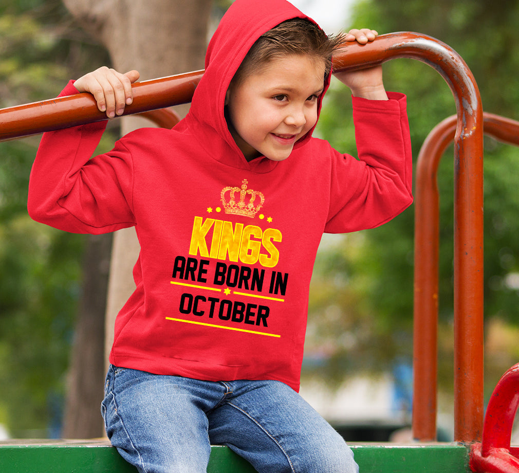 Kings Are Born In October Boy Hoodies-FunkyTeesClub