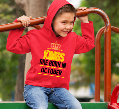 Kings Are Born In October Boy Hoodies-FunkyTeesClub