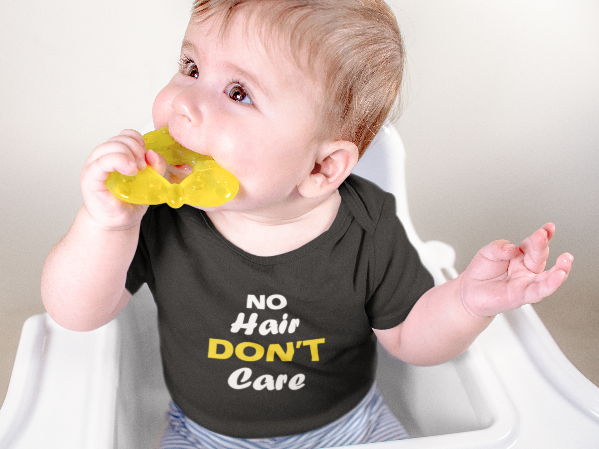 No Hair Dont Care Black Rompers for Baby Boy - FunkyTeesClub